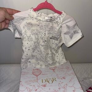 Baby Dior T-Shirt with Rhinestone Brand Name